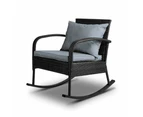 Gardeon Rocking Chair Wicker Outdoor Furniture Garden Patio Lounge Setting Black