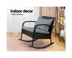 Gardeon Rocking Chair Wicker Outdoor Furniture Garden Patio Lounge Setting Black