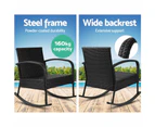 Gardeon Rocking Chair Wicker Outdoor Furniture Garden Patio Lounge Setting Black