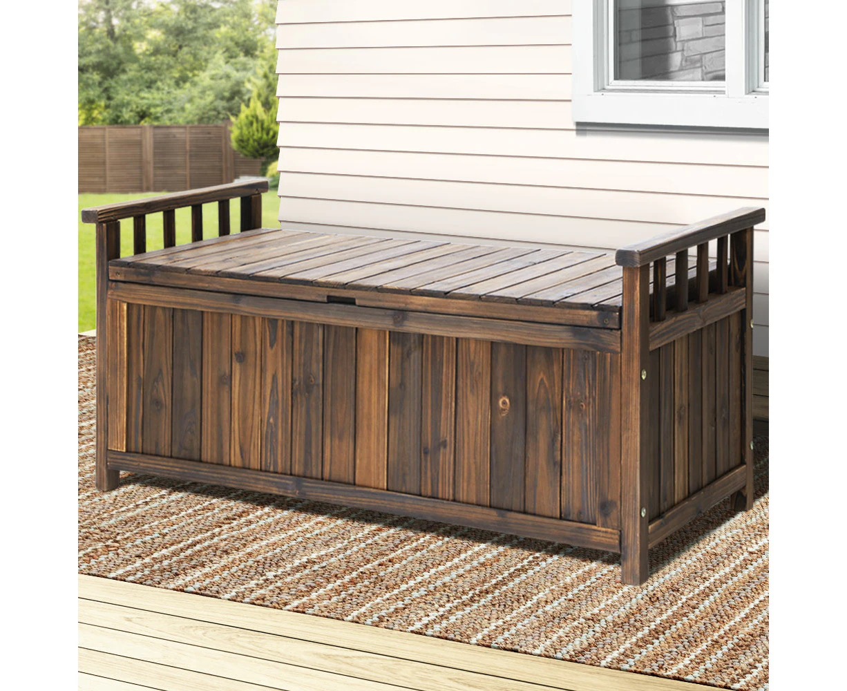 Gardeon Outdoor Storage Bench Box Wooden Garden Toy Tool Shed Patio Furniture Charcoal