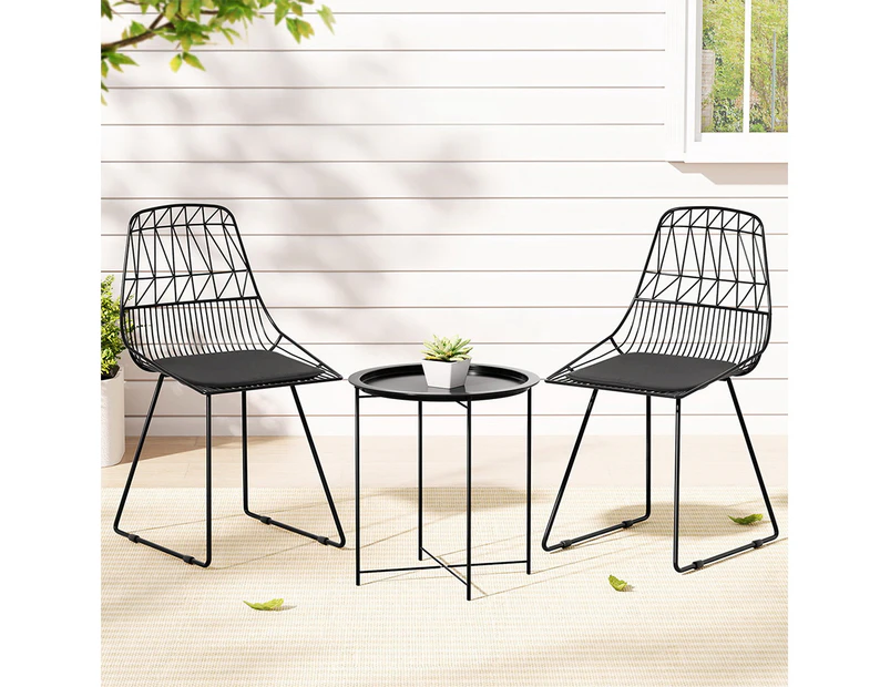 Gardeon 3PC Outdoor Bistro Set Patio Furniture Lounge Chairs Table Garden