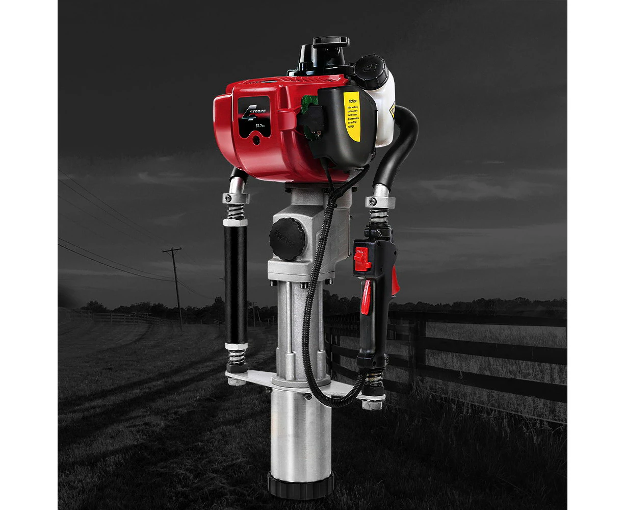 Giantz Petrol Post Driver 4-Stroke Rammer Pile Star Picket Fence Hole Drive Red