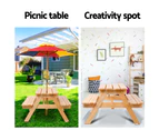 Keezi Kids Outdoor Table and Chairs Wooden Picnic Bench Set Umbrella