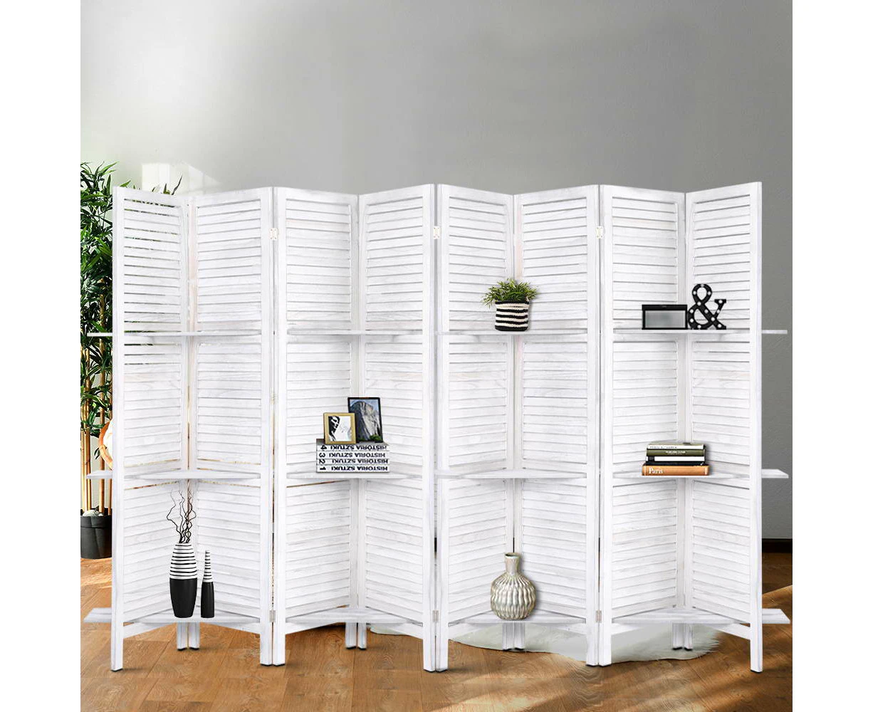 Artiss 8 Panel Room Divider Screen 326x170cm Shelf White