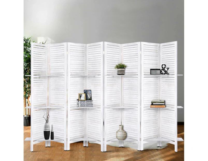 Artiss 8 Panel Room Divider Screen 326x170cm Shelf White