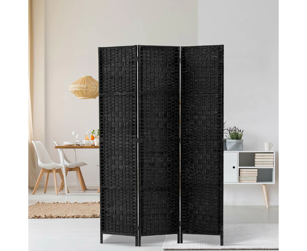 Artiss 3 Panel Room Divider Screen 123x170cm Woven Black