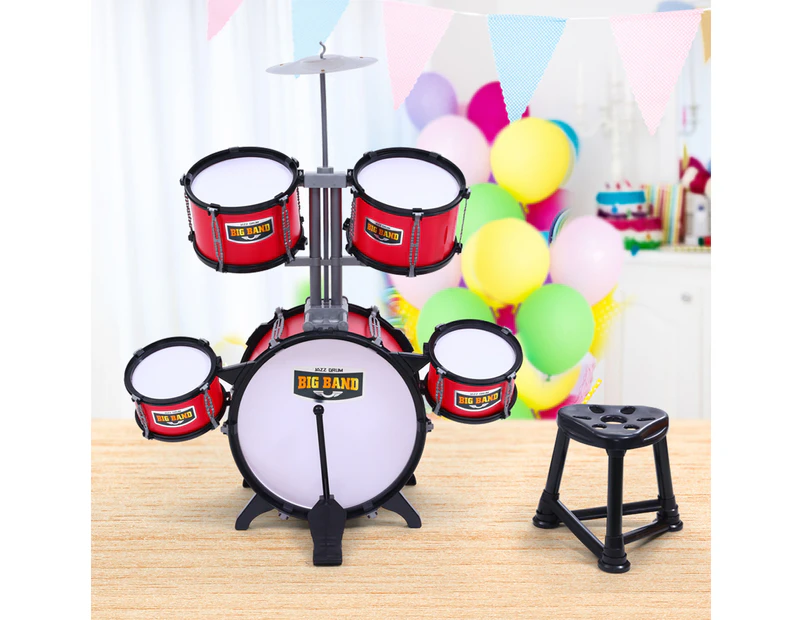 Keezi Kids Drum Kit Set Pretend Play Junior Drums Musical Toys Childrens 7pcs