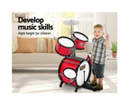 Keezi Kids Drum Kit Set Pretend Play Junior Drums Musical Toys Childrens 7pcs