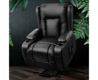 Artiss Recliner Chair Lift Assist Heated Massage Chair Leather Rukwa