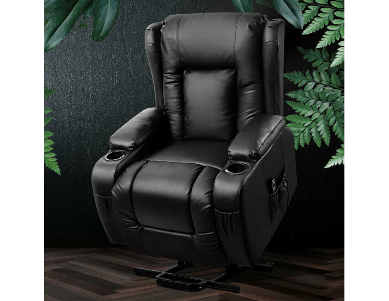 Artiss Recliner Chair Lift Assist Heated Massage Chair Leather Rukwa