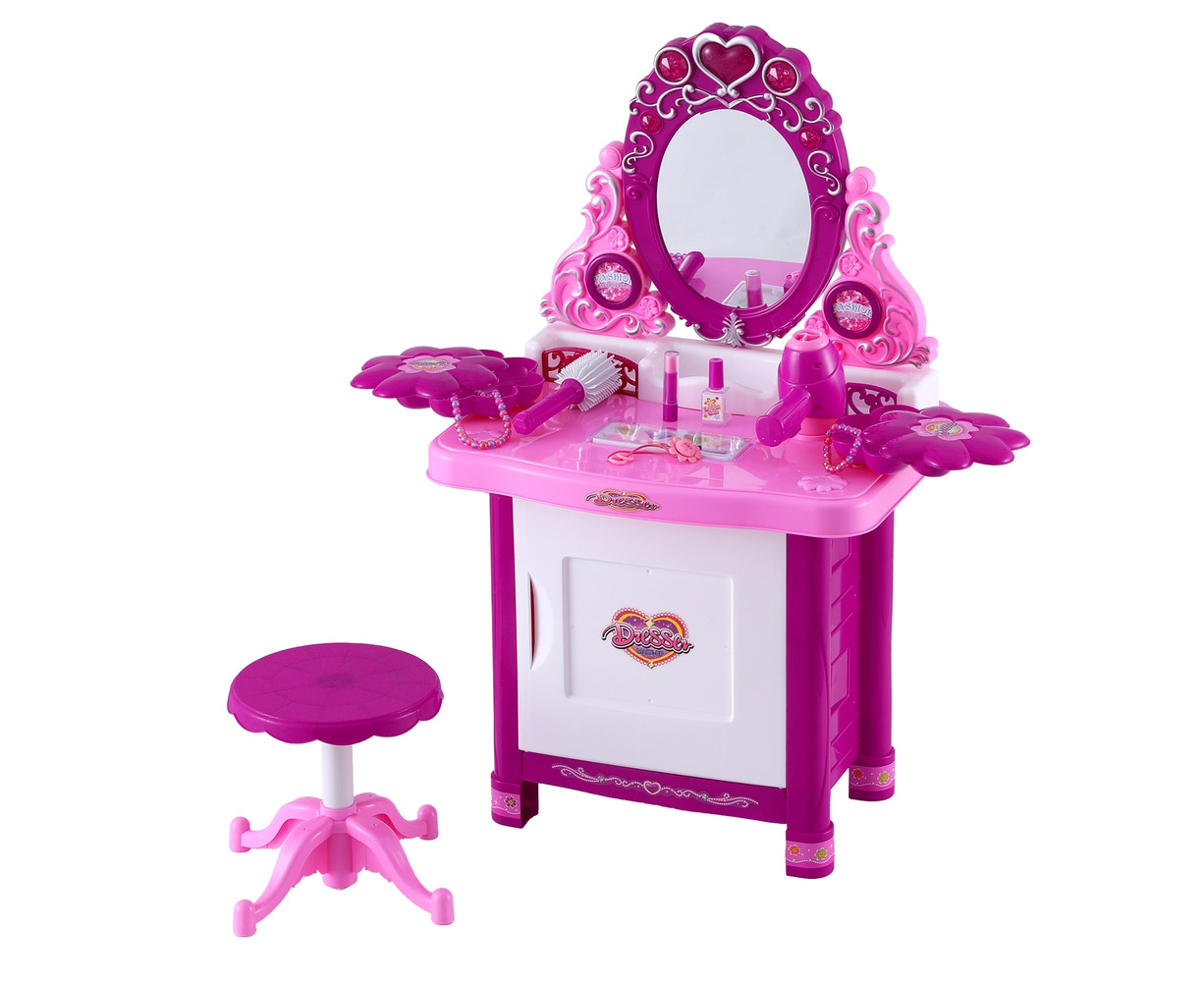 Keezi Kids Pretend Makeup Play Set Dressing Table Chair Girls Toys Children Catch