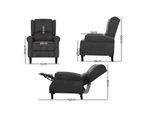Artiss Recliner Chair Adjustable Sofa Lounge Soft Suede Armchair Couch Charcoal