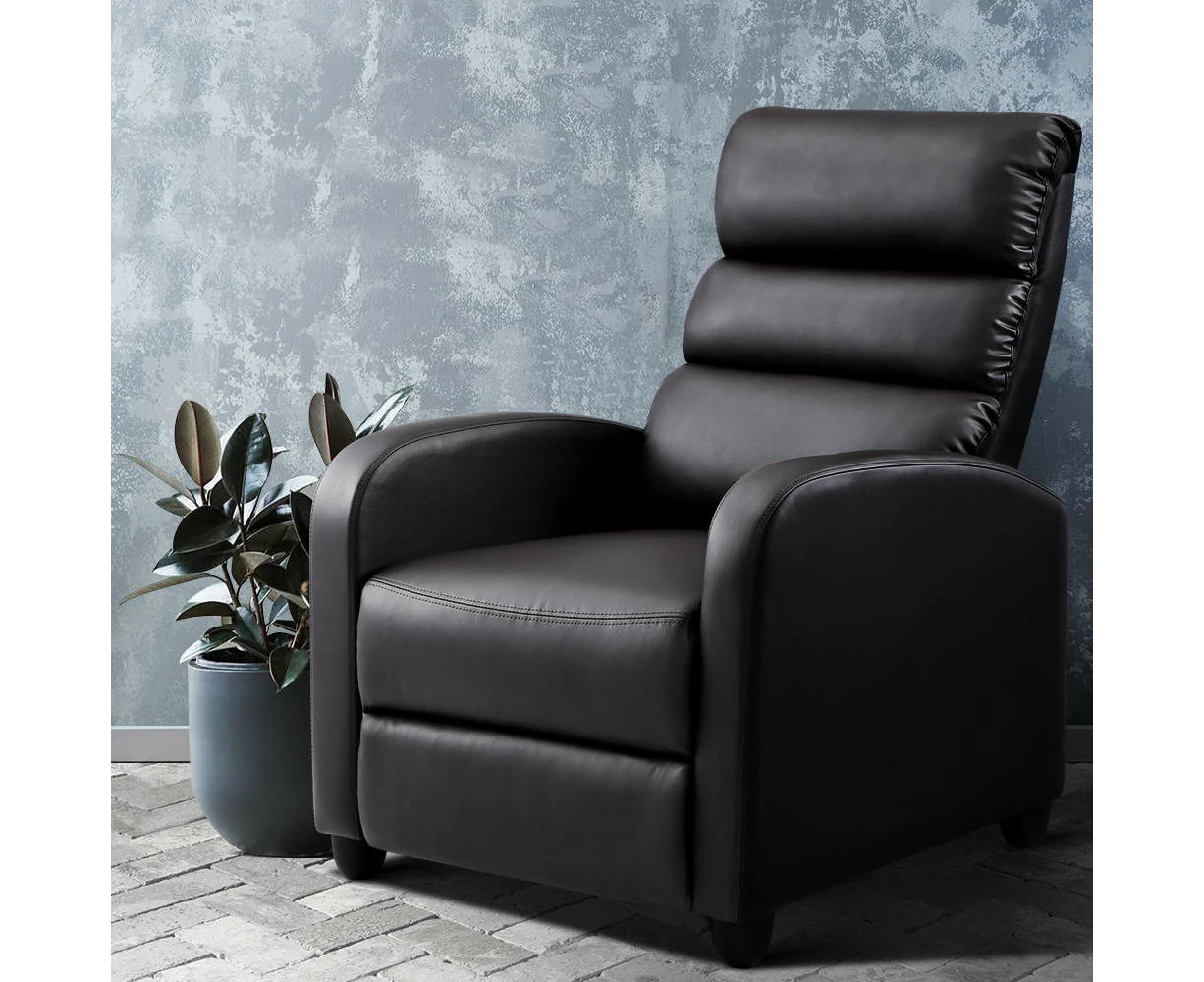 Artiss Recliner Armchair Brown Faux Leather Bolivia