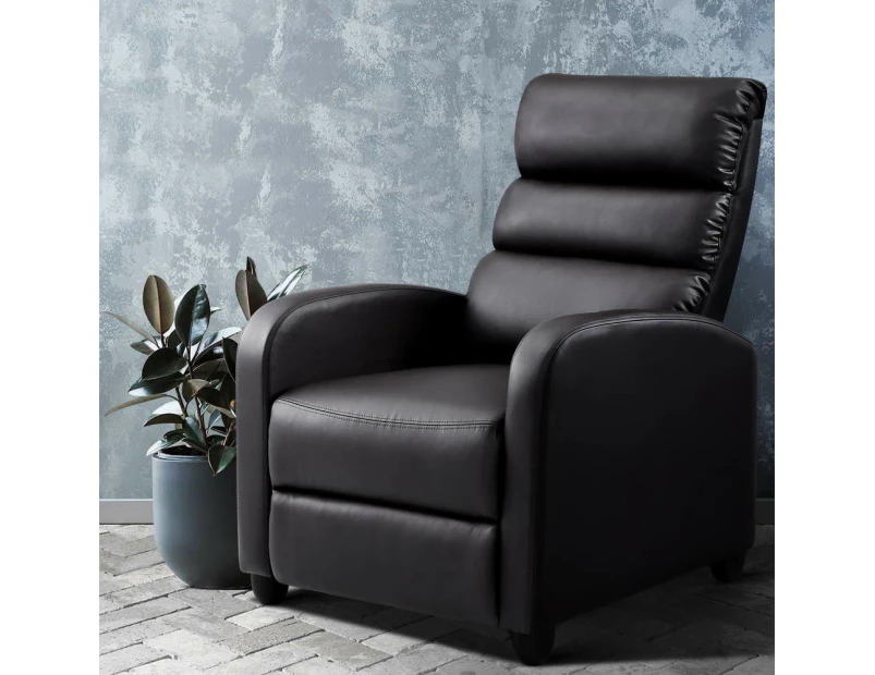 Artiss Recliner Armchair Brown Faux Leather Bolivia