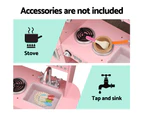 Keezi Kids Kitchen Play Set Wooden Pretend Toys Cooking Children Storage Pink