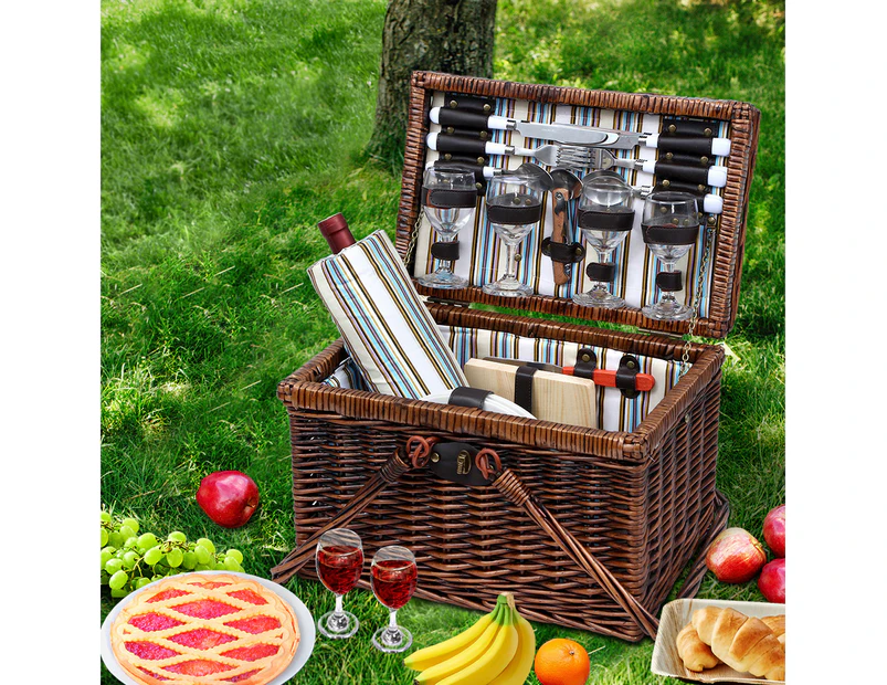 Alfresco 4 Person Picnic Basket Set Folding Insulated bag