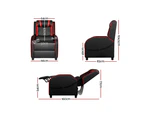 Artiss Recliner Chair Gaming Chair Leather Black Serik