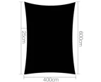Instahut Shade Sail 4x6m Rectangle 280GSM 98% Black Shade Cloth