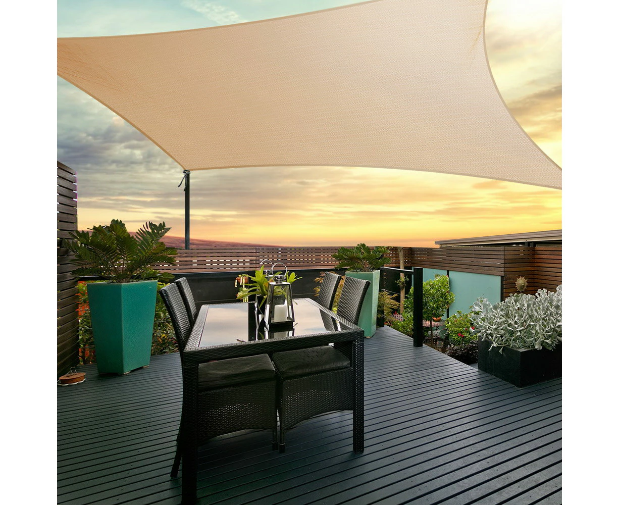 Instahut Shade Sail 5x6m Rectangle 280GSM 98% Sand Shade Cloth