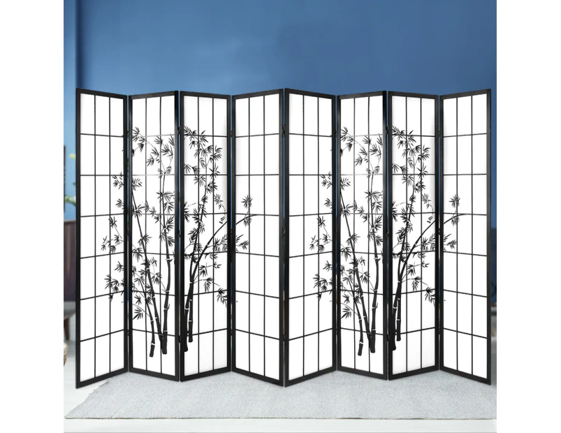 Artiss 8 Panel Room Divider Screen 348x179cm Bamboo Black White