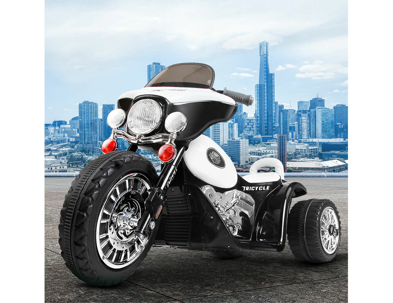 Rigo Kids Electric Ride On Patrol Police Car Harley-Inspired 6V Black