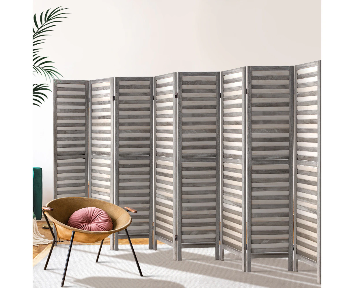 Artiss 8 Panel Room Divider Screen 326x170cm Louver Grey