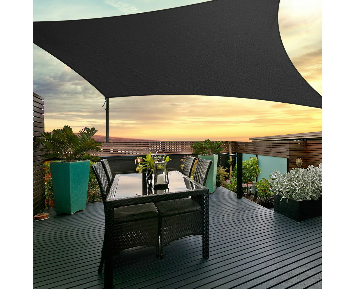 Instahut Shade Sail 6x8m Rectangle 280GSM 98% Black Shade Cloth