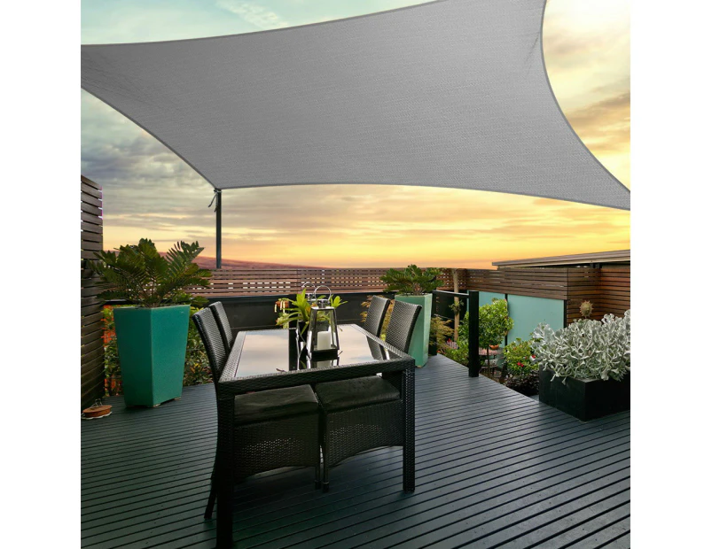 InstaHut Shade Sail 6x6m Rectangle 280GSM 98% Grey Shade Cloth