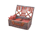 Alfresco 4 Person Picnic Basket Set Insulated Blanket Bag Red