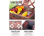 Alfresco 4 Person Picnic Basket Set Insulated Blanket Bag Red