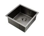 Cefito Kitchen Sink 44X44CM Stainless Steel Basin Single Bowl Laundry Black