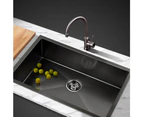 Cefito Kitchen Sink 70X45CM Stainless Steel Basin Single Bowl Laundry Black