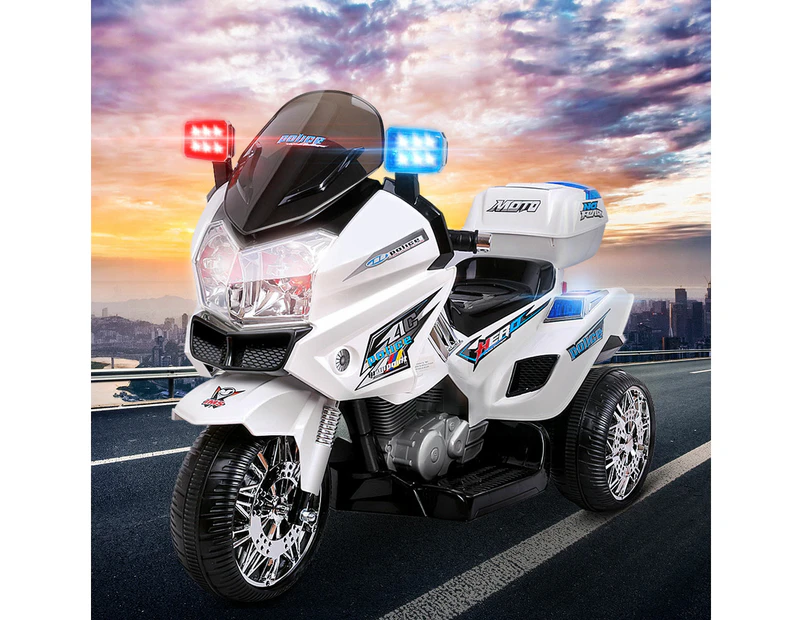 Rigo Kids Electric Ride On Patrol Police Car BMW-Inspired S1K 6V Battery White