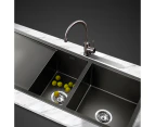 Cefito Kitchen Sink 100X45CM Stainless Steel Basin Double Bowl Laundry Black