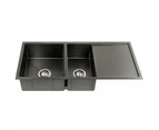 Cefito Kitchen Sink 100X45CM Stainless Steel Basin Double Bowl Laundry Black