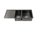 Cefito Kitchen Sink 100X45CM Stainless Steel Basin Double Bowl Laundry Black