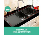 Cefito Kitchen Sink 100X45CM Stainless Steel Basin Double Bowl Laundry Black