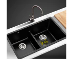Cefito Kitchen Sink Stone Sink Granite Laundry Basin Double Bowl 79cmx46cm Black