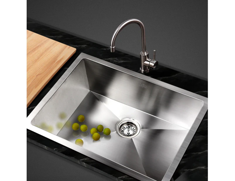 Cefito Kitchen Sink 60X45CM Stainless Steel Basin Single Bowl Laundry Silver
