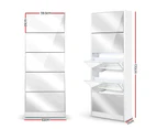 Artiss Shoe Cabinet Mirror Shoes Organiser Storage Rack White Cupboard Shelf