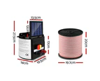 Giantz Fence Energiser 3KM Solar Powered Electric 400M Poly Tape Insulator