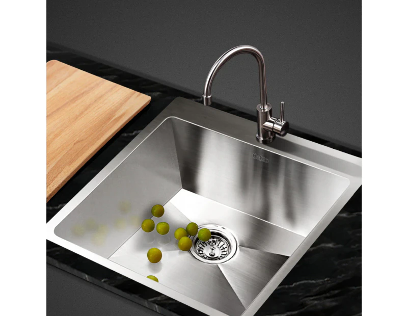 Cefito Kitchen Sink 53X50CM Stainless Steel Basin Single Bowl Laundry Silver