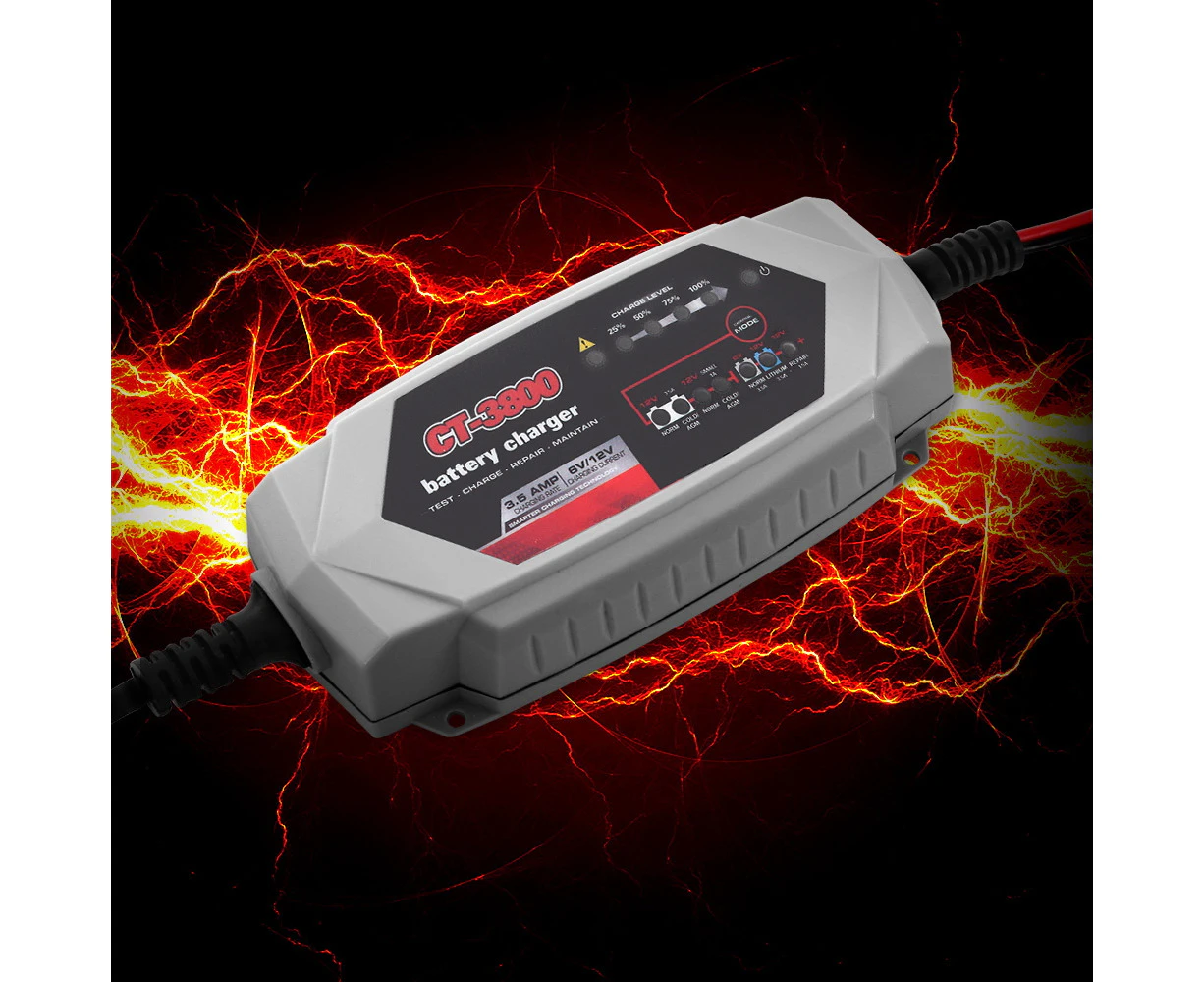 12V Automatic Car Battery Charger 6V 3.5Amp Vehicle Truck Chargers AGM