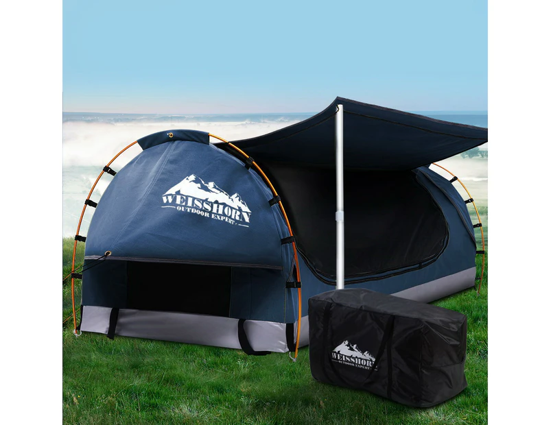 Weisshorn Double Swag Camping Swags Canvas Free Standing Dome Tent Dark Blue