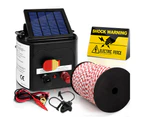 Giantz Fence Energiser 3KM Solar Powered Electric 500M Poly Rope