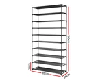 Artiss Shoe Rack Stackable Shelves Cabinet Storage 10 Tiers Shoes Stand Black