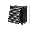 Giantz 7 Drawer Tool Box Cabinet Chest Trolley Storage Garage Toolbox Black