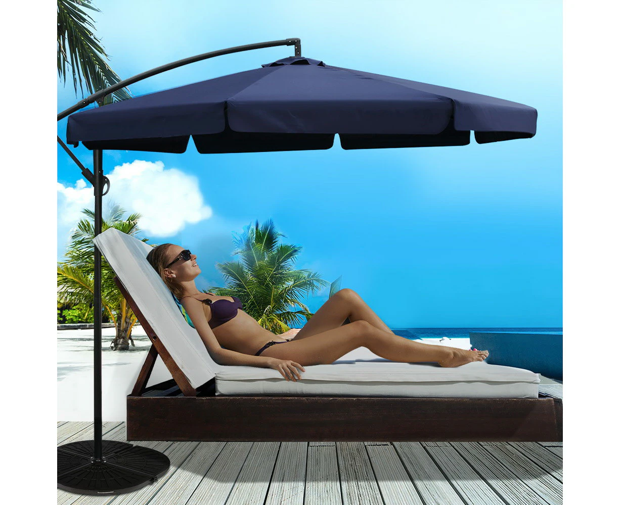 InstaHut 3m Outdoor Umbrella Cantilever Garden Beach Patio Navy