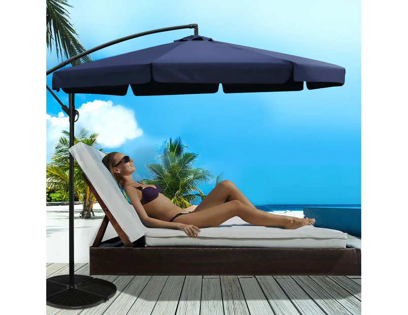Instahut 3m Outdoor Umbrella Cantilever Garden Beach Patio Navy