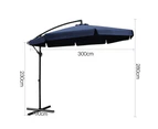 Instahut 3m Outdoor Umbrella Cantilever Garden Beach Patio Navy